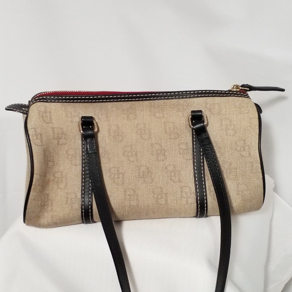 Dooney and Burke tan & black canvas shoulder bag - Picture 8 of 8